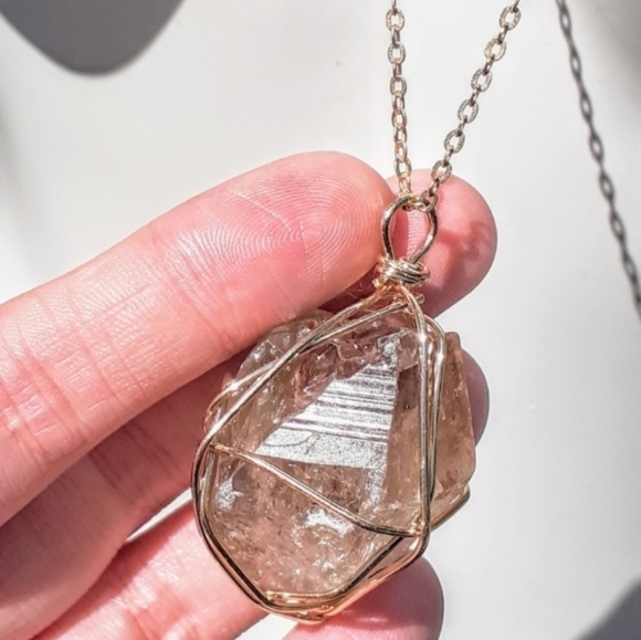 Wire wrapped Genuine smokey Quartz necklace - Picture 3 of 8